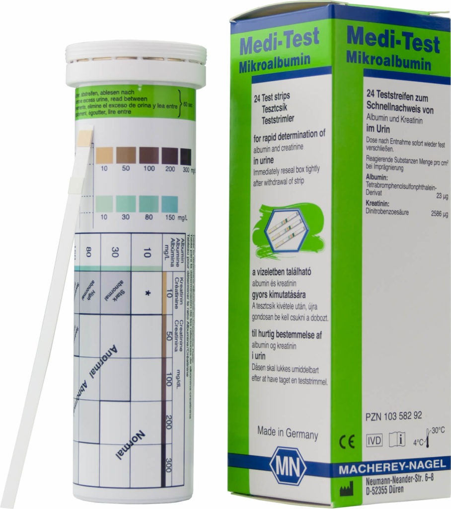 Mn 930874 Medi Test Mikroalbumin Urin Test Strips 100 Stk Impex Produkter 9362